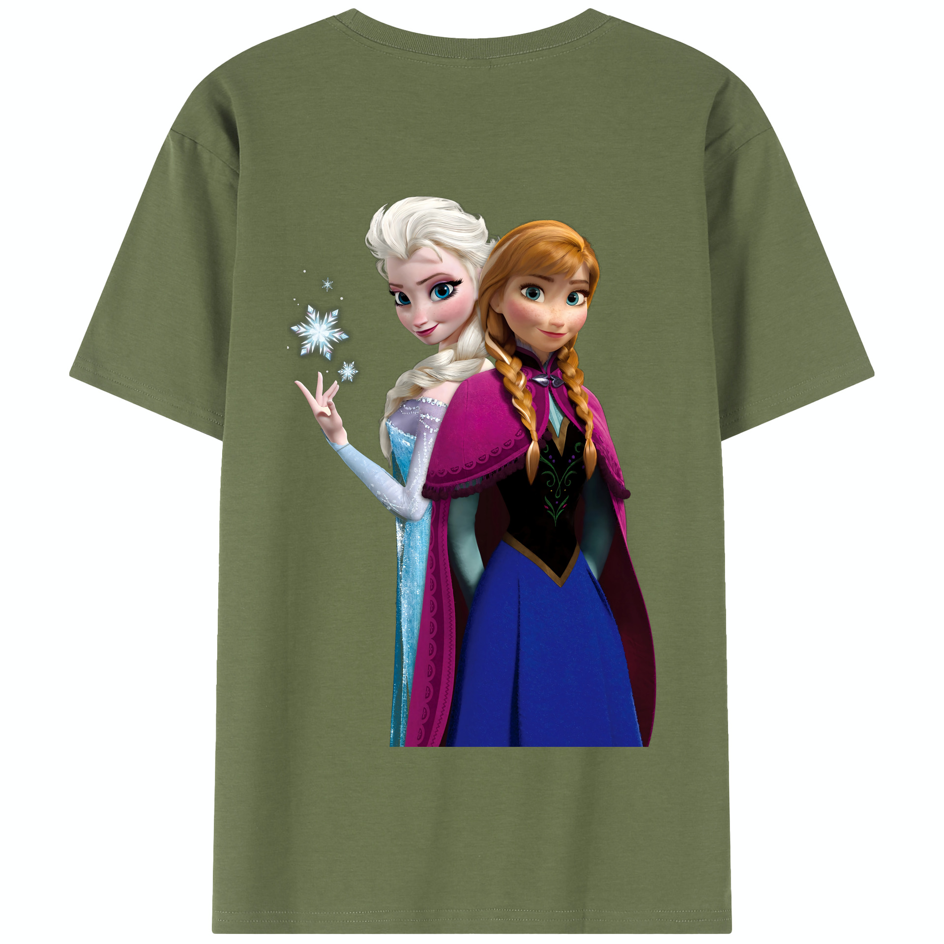 （画像用） アナと雪の女王 アンナ エルサ Frozen Anna Elsa 綿100％半袖Tシャツ（背面プリント）
